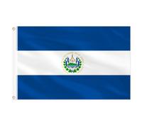 AhfuLife Grande Drapeau en Polyester 90×150cm, 1Pcs Drapeau Double Face avec œillets en Laiton en Polyester pour Fête Nationale Coupe du Monde Football Sportive Jardin Bar Marches Décor (El Salvador)