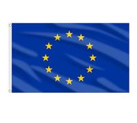 AhfuLife Grande Drapeau Europe 90×150cm, 4Pcs Drapeau Union Européenne Double Face avec œillets en Laiton, Drapeau UE en Polyester pour Sportive Jardin Bar Extérieure Décoration