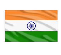AhfuLife Grande Drapeau Inde 90×150cm, 4Pcs Drapeau Indien Double Face avec œillets en Laiton en Polyester pour Fête Nationale JO Jardin Bar Décor Cricket Asian Cup Sportive et Jardin Décor