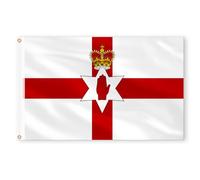 AhfuLife Grande Drapeau Irlande du Nord 90×150cm, 1Pcs Drapeau Irlande du Nord Double Face avec œillets en Laiton en Polyester pour Fête Nationale Coupe du Monde Football Sportive Marches Décor