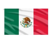 AhfuLife Grande Drapeau Mexique 90×150cm, 4Pcs Drapeau Mexicain Double Face avec œillets en Laiton en Polyester pour Fête Nationale Coupe du Monde Américain Football Sportive Jardin Bar Marches Décor