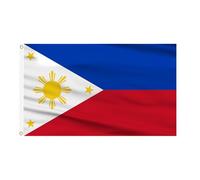 AhfuLife Grande Drapeau Philippines 90×150cm, 4Pcs Drapeau Philippin Double Face avec œillets en Laiton en Polyester pour Fête Nationale Jadin Bar Marches Décoration