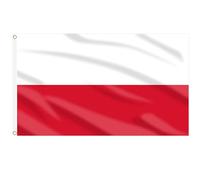 AhfuLife Grande Drapeau Pologne avec écusson aigle blanc 90×150cm, 1Pcs Drapeau Pologne Double Face avec œillets en Laiton en Polyester pour Fête Nationale Sportive Jardin Bar Club Maison Décor