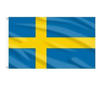 AhfuLife Grande Drapeau Suède 90×150cm, 2Pcs Drapeau Suédois Double Face avec œillets en Laiton en Polyester pour JO Eurovision 2024 Coupe de Suède Fête Nationale Jadin Bar Marches Décor