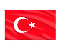 AhfuLife Grande Drapeau Turquie 90×150cm, 4Pcs Drapeaux Nationaux de la Turc Double Face avec œillets en Laiton pour Jardin Bar Euro Foot Match Match Célébration