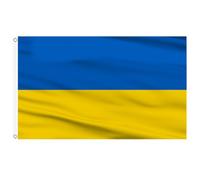 AhfuLife Grande Drapeau Ukrain 90×150cm, 4Pcs Drapeau Ukraine Double Face avec œillets en Laiton pour Fête Nationale Journée de l'indépendance de l'Ukraine Jardin Bar Pub Extérieur Décoration