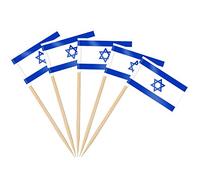 AhfuLife Lot de 100/200 cure-dents en forme de drapeaux israéliens pour gâteaux, sandwich, nourriture, cupcakes, vaisselle, coupe du monde, fournitures de fête, pub, événements royaux