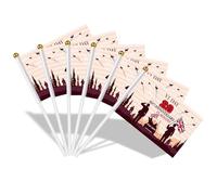 AhfuLife Lot de 15 drapeaux VJ DAY sur bâtons pour décorations du 15 août, petits drapeaux VJ DAY avec mât blanc de 30 cm pour décorations de 80e anniversaire de la victoire au Japon 1945-2025 (style