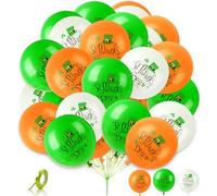 AhfuLife Lot de 32 ballons décoratifs de la Saint-Patrick en latex avec 1 rouleau de ruban pour fête de la Saint-Patrick - 30,5 cm - Orange, vert et blanc