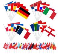 AhfuLife Petit Drapeau 24Pays Européen avec Hampe, 14 x 21cm petit Drapeaux Europe 24 Pays avec Mât Blanc de 30cm pour Celebration Eurovision 2026 Euro Football Match Coupe du Monde Décor Jardin Bar