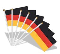 AhfuLife Petit Drapeau Allemand - 100Pcs Mini Drapeaux Allemagne avec Poteau Solide Blanc de 30cm pour Décoration Jardin Bar, Euro Football Match, Coupe du Monde, Célébration Fête Nationale