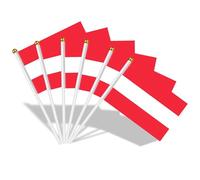 AhfuLife Petit Drapeau Autriche - 100Pcs Mini Drapeaux Autrichien avec Poteau Solide Blanc de 30cm pour Décoration Jardin Bar, Coupe du Monde, Célébration Fête Nationale Euro Foot Match