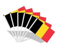 AhfuLife Petit Drapeau Belgique - 15Pcs Mini Drapeaux Belge avec Poteau Solide Blanc de 30cm pour Décoration Jardin Bar, Coupe du Monde, Célébration Fête Nationale Euro Foot Match