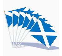AhfuLife Petit Drapeau Ecosse - 100Pcs Mini Drapeaux Ecossais avec Poteau Solide Blanc de 30cm pour Décor Fête de la Saint-André, Euro Football Match, Coupe du Monde, Célébration Fête Nationale