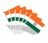 AhfuLife Petit Drapeau Inde - 30Pcs Mini Drapeaux Indien avec Poteau Solide Blanc de 30cm pour Décoration Jardin Bar, Coupe du Monde, Célébration Fête Nationale Indian Premier League