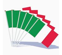 AhfuLife Petit Drapeau Italie -100Pcs Mini Drapeaux Italien avec Poteau Solide Blanc de 30cm pour Décoration Jardin Bar, Euro Football Match, Coupe du Monde, Célébration Fête Nationale