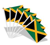 AhfuLife Petit Drapeau Jamaique - 15Pcs Mini Drapeaux Jamaïque avec Poteau Solide Blanc de 30cm pour Décor Jardin Bar Euro Football Match Coupe du Monde Célébration Fête Nationale