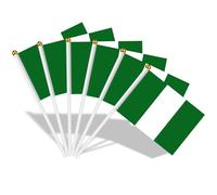 AhfuLife Petit Drapeau Nigeria - 100 Pcs Mini Drapeaux Nigérian avec Poteau Solide Blanc de 30cm pour Décoration Jardin Bar, Coupe du Monde, Célébration Fête Nationale