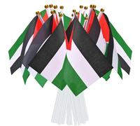 AhfuLife Petit Drapeau Palestine - 100Pcs Mini Drapeaux Palestinien avec Poteau Solide Blanc 30cm pour Jardin Bar Jour de Catastrophe, Jour de l'Indépendance, Procession, Célébration Fête Nationale