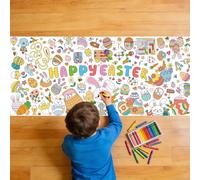 AhfuLife Poster Géant de Pâques à Colorier 180x80 cm -Nappe en Papier à Colorier Pâques pour Enfants avec Lapins et Œufs, Bannière de Graffiti pour Murale et Table, Décoration de Paques DIY (Style C)