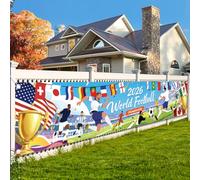 AhfuLife Toile de fond pour la coupe du monde de football 2026, décorations de fête de la Coupe du monde de football, 48 équipes en tissu pour jardin, table, mur, intérieur et extérieur