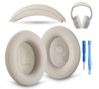 AHG Accessory House Global Kit de coussinets d'oreille et de bandeau de rechange QC compatible avec les casques sans fil Bose QuietComfort (2023) QC45 QCSE QC35 II (blanc fumé)