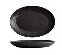 AHGFTYRDT Assiettes plates ovales en céramique pour four à micro-ondes - Assiette spéciale à poisson cuit à la vapeur - Assiette à dîner - Assiette à poisson - Assiettes en céramique (noir, M)