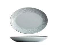 AHGFTYRDT Assiettes plates ovales en céramique pour four à micro-ondes - Assiette spéciale à poisson cuit à la vapeur - Assiette à dîner - Assiette à poisson - Assiettes en céramique (bleu, S)
