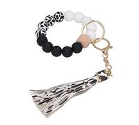 Ahgsup Bracelet Porte-Clés en Perles de Silicone, Doux et Lavable, pour Tenir les Clés au Poignet pour Faire du Shopping en Plein Air, en Silicone, Métal (XH-007)