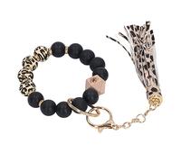 Ahgsup Bracelet Porte-Clés en Perles de Silicone, Doux et Lavable, pour Tenir les Clés au Poignet pour Faire du Shopping en Plein Air, en Silicone, Métal (XH-004)