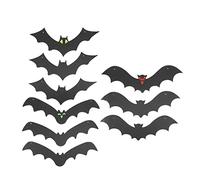 Ahgsup Ensemble de Décoration de Chauves-Souris Suspendues de 9 Pièces avec Poteaux et Bobine, Ornements de Chauve-Souris Volantes Effrayants et Réalistes pour la Fête d'halloween,