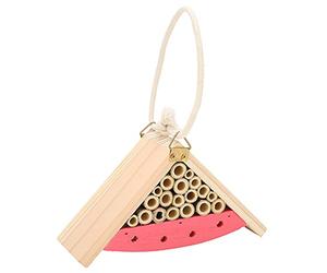 Ahgsup Maison à Insectes en Bois pour Abeilles Bénéfiques | Bûche et bambou robustes, résistants aux intempéries, ornement de jardin, adaptés aux parcs et jardins extérieurs