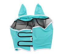 Ahgsup Masque Anti-Mouches en avec Oreilles, Protection UV, Design Respirant et Détachable pour Chevaux, Satin Doux de qualité Supérieure, 1 unité (L)