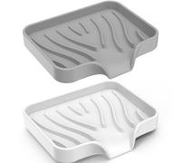Ahhalife Lot de 2 Porte-Savon de Drainage en Silicone antidérapant réutilisable adapté pour Salle de Bain, Cuisine, comptoir de Douche, Garde Le Savon au Sec, Porte-Savon de Drainage,Blanc/Gris