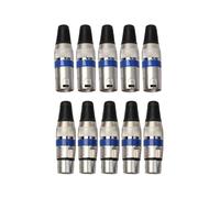 AHHQD Lot de 5 paires connecteurs XLR femelles à 3 broches, jack MI-C, for câble audio et microphone, bleus, NG4S .0208
