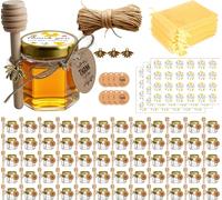 Ahhute Petits Pots, Mini pots à miel, Petites boites avec cuillères et petites abeilles, Confitures pot pour baptême, aux invités mariage, Petits cadeaux, Lot de 60 pots 45ml