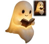 Ahhzyys Lampe de Lecture Fantôme,Lampe Fantôme Mignonne Lisant un Livre,Veilleuse Halloween Fantôme,Lampe de Chevet LED 3D Halloween,Lumière Décorative d’Halloween pour Chambre Lecteurs