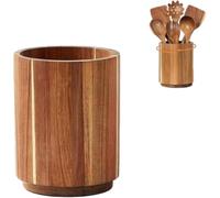 Ahhzyys Ustensile en Bois pour comptoir de Cuisine, Organisateur de Vaisselle en Bois Rotatif à 360°, Grand Pot antidérapant pour comptoir, capacité