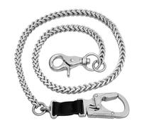 Ahiller Chaîne de Portefeuille pour Hommes en Acier Inoxydable 63 cm avec Double Fermoir à Verrou pour Porte-Clés, Style Punk Chaîne de Ceinture Anti-Perte Argentée à Maillons Carrés pour Jeans