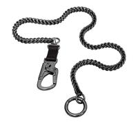 Ahiller Chaîne de Portefeuille pour Hommes en Acier Inoxydable 63 cm avec Double Fermoir à Verrou pour Porte-Clés,Style Punk Chaîne de Ceinture Anti-Perte Noire à Maillons Carrés pour Jeans et Motards