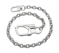 Ahiller Chaine pour pantalon Chaînes de Portefeuille en Acier Inoxydable pour Hommes et Femmes 64cm Mousqueton Double Verrouillable Robuste avec Outil Brise-vitre en Acier au Tungstène (Argenté BK)