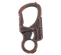 Ahiller Mousqueton Porte-Clés 7,6cm - Double Verrouillage Alliage Robuste - Pointe Acier Tungstène - Multifonction pour Camping Randonnée Survie (Red Brass-1P)