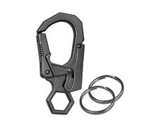 Ahiller Mousqueton Porte-clés à Double Verrouillage avec Anneau élastique et Sangle, Idéal pour Le Camping, La Randonnée et Les Clés de Voiture (LJK-Gunmetal-1P)