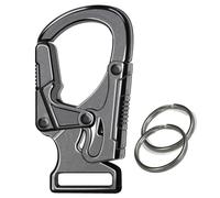 Ahiller Mousqueton Porte-Clés en Alliage Gunmetal 4.8 cm, avec 2 Anneaux pour Clés, Accroche Extérieur, Petit Porte-Clés pour Homme et Femme | Modèle Gunmetal-1P