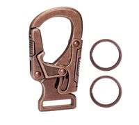 Ahiller Mousqueton Porte-Clés en Alliage Gunmetal 4.8 cm, avec 2 Anneaux pour Clés, Accroche Extérieur, Petit Porte-Clés pour Homme et Femme | Modèle Red Brass-1P