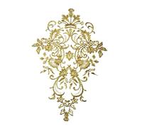 AHIOJEGX Applique De Dentelle Patch en Or Blanc 42x27cm, 1 pièce, Broderie, Garniture en Dentelle, Tissu, Couture, Patchwork, Bricolage Artisanal(Gold)