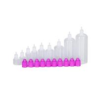 AHIOJEGX Flacon sauce Flacon compte-gouttes en plastique à presser, 10 pièces, 3ml, 5ml, 10ml, 15ml, 20ml, 30ml, 50ml, 100ml, 120ml, bouchon amovible, conteneurs de remplissage liquide(PURPLE,120ml)