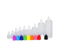 AHIOJEGX Flacon sauce Flacon compte-gouttes en plastique à presser, 10 pièces, 3ml, 5ml, 10ml, 15ml, 20ml, 30ml, 50ml, 100ml, 120ml, bouchon amovible, conteneurs de remplissage liquide(MULTI,50ml)