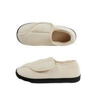 AHIOJEGX Pantoufles Homme Hiver Pantoufles d'hiver chaudes en coton for femmes et hommes, chaussures d'extérieur antidérapantes, d'intérieur douces confortables peluche, plates(Beige,44-45)