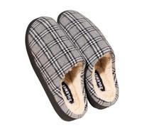 AHIOJEGX Pantoufles Homme Hiver Pantoufles d'hiver chaudes et antidérapantes for homme, chaussures de couple en coton à rayures, d'intérieur douces for chambre coucher(Grey,36-37)